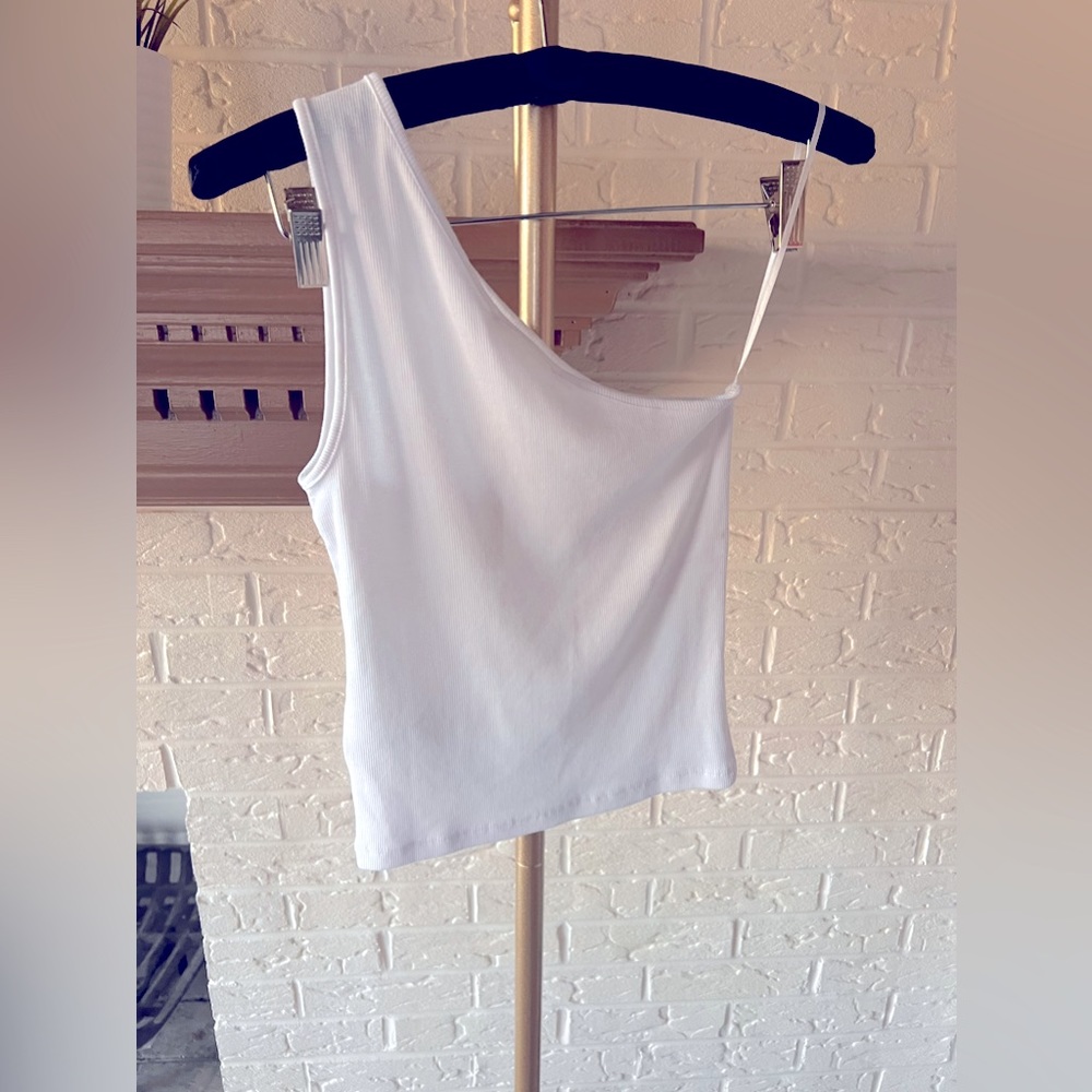 New! Madewell Ribbed One-Shoulder Top - Picture 2 of 5